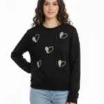 Heart-Embellished Suede Blouse