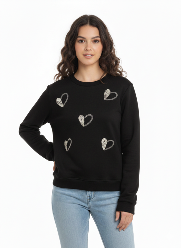 Heart-Embellished Suede Blouse