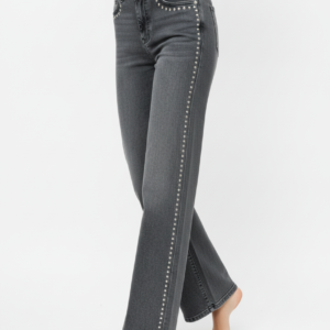 Stud-Detail Straight-Leg Jeans
