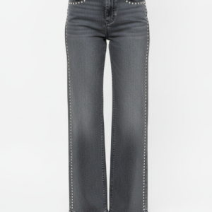 Stud-Detail Straight-Leg Jeans