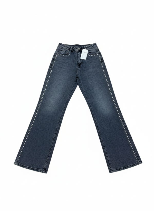 Stud-Detail Straight-Leg Jeans
