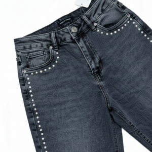 Stud-Detail Straight-Leg Jeans