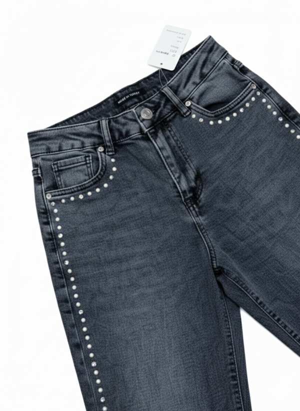 Stud-Detail Straight-Leg Jeans