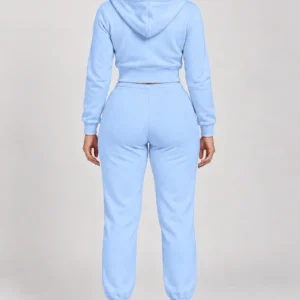 Sky Blue zip-up hoodie and jogger set, illustrative back view
